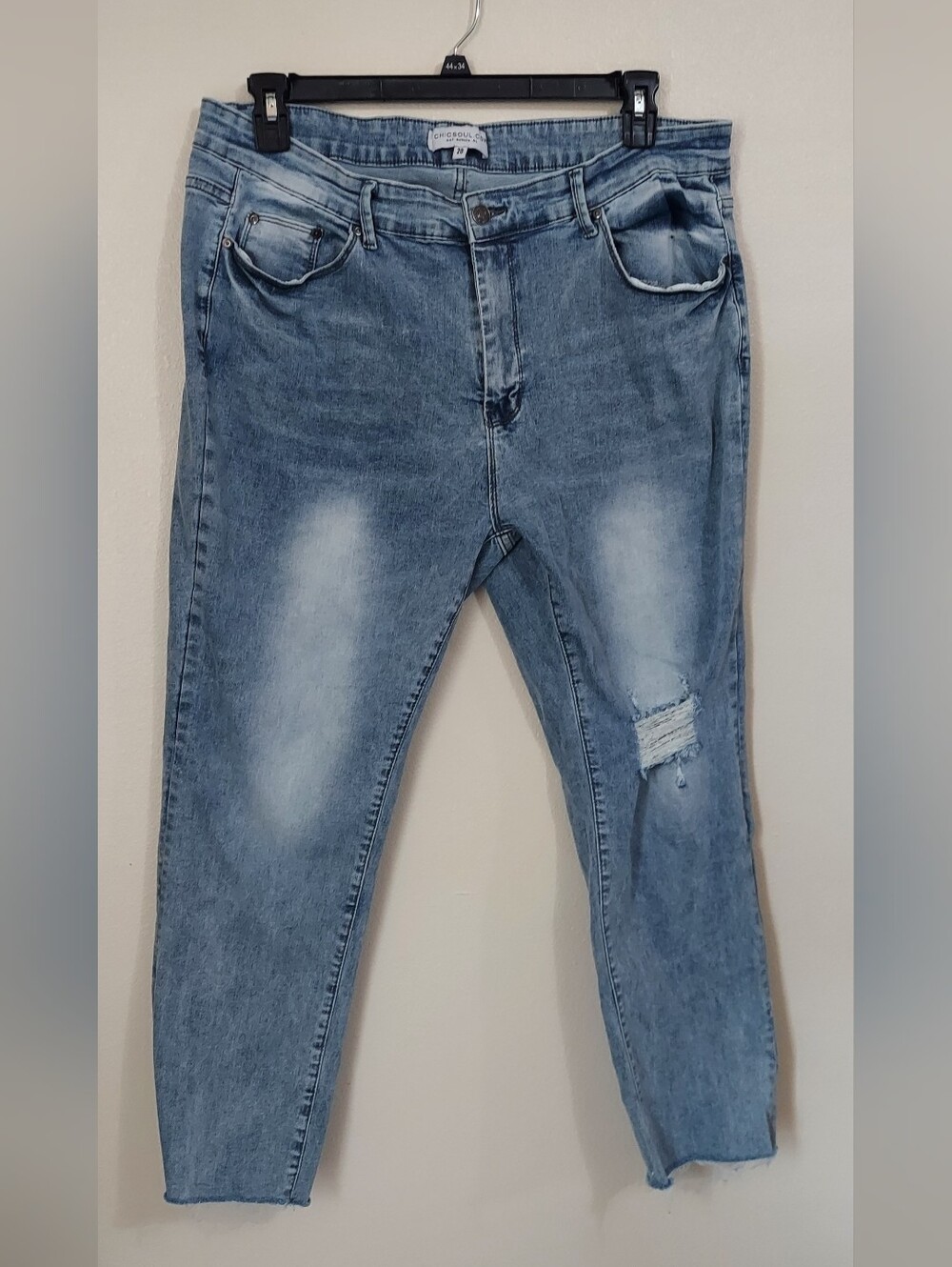 Light Wash Straight Leg Jeans with Subtle Distress - Women
